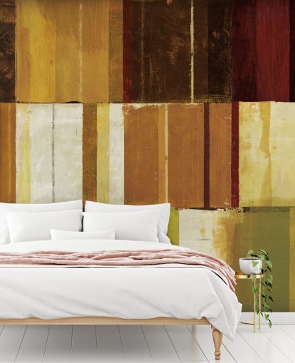 Brown, Red and Green Lined Wallpaper