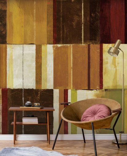 Brown, Red and Green Lined Wallpaper