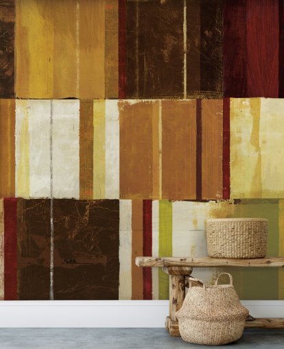 Brown, Red and Green Lined Wallpaper
