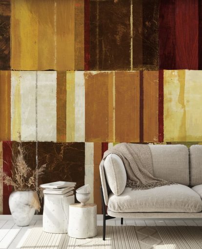 Papel de parede forrado marrom, vermelho e verde