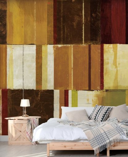 Brown, Red and Green Lined Wallpaper