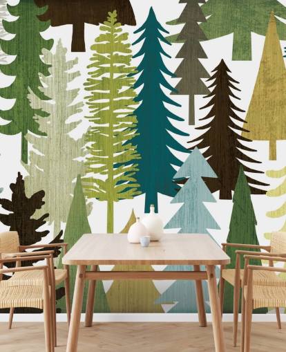 Abstract Forest Print Wallpaper