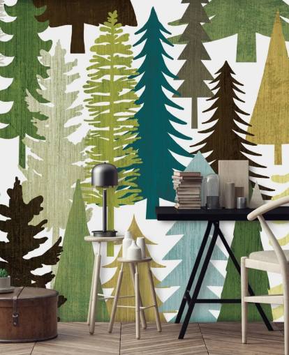 Abstract Forest Print Wallpaper