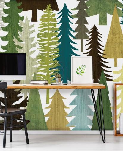 Abstract Forest Print behang