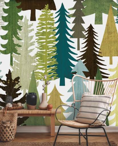 Abstract Forest Print Wallpaper