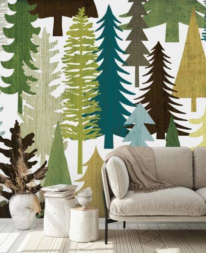 Abstract Forest Print Wallpaper