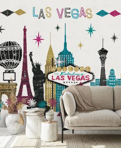 sennep, bordeaux, krikand og sort abstrakt af las vegas tapet