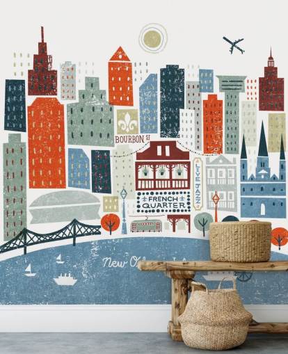 blue and red abstract cityscape of new orleans wallpaper blue and red abstract cityscape of new orleans wallpaper