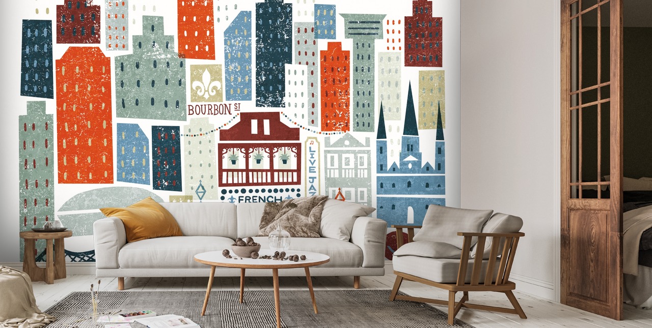 Colourful New Orleans Wallpaper | Wallsauce UK