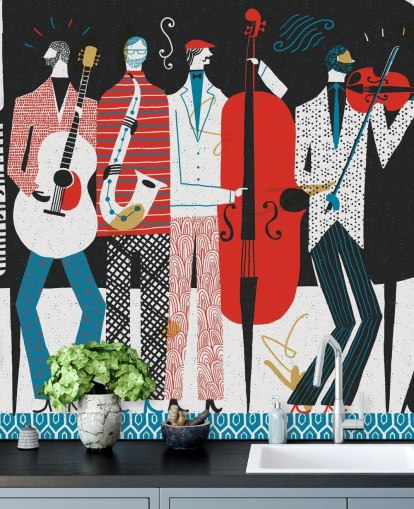 Art Deco Style Art of Swing Band Wallpaper Art Deco Style Art of Swing Band Wallpaper