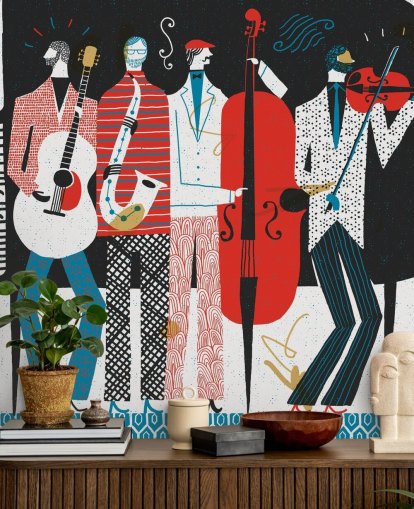 Art Deco -tyylinen taide Swing Band Taustakuva Art Deco -tyylinen taide Swing Band Taustakuva