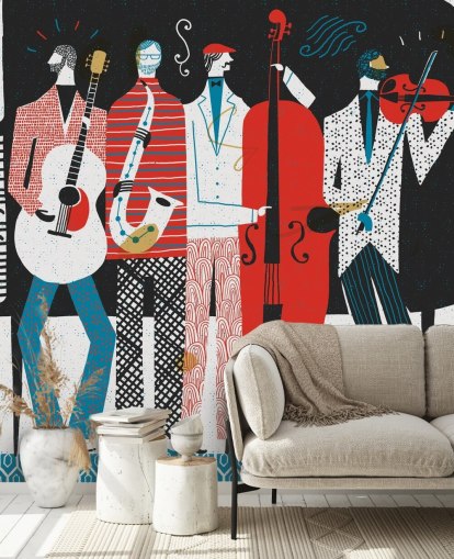 Art Deco -tyylinen taide Swing Band Taustakuva