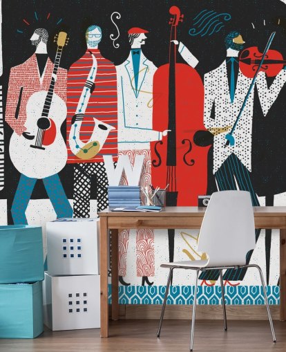 Papel pintado Art Deco Style of Swing Band