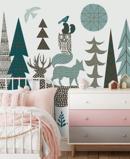 Abstract Mountain Wildlife Wall Mural Abstract Mountain Wildlife Wall Mural