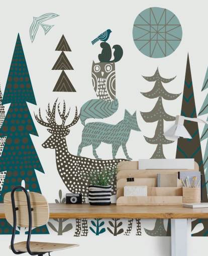 Decorazione murale astratta con fauna selvatica di montagna Decorazione murale astratta con fauna selvatica di montagna