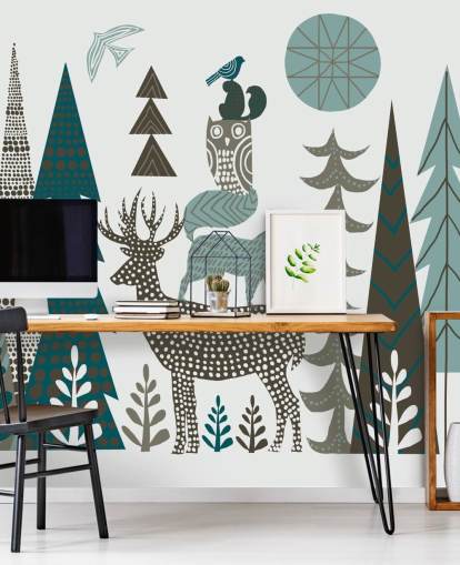 Papier Peint Fresque Abstrait Montagne