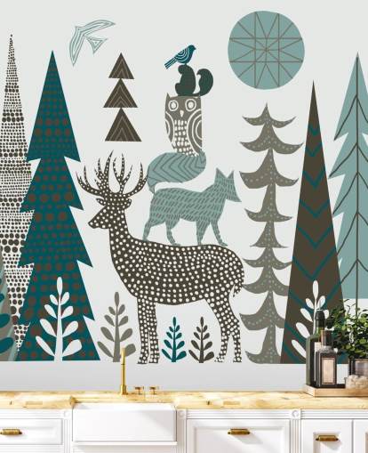 Papier Peint Fresque Abstrait Montagne