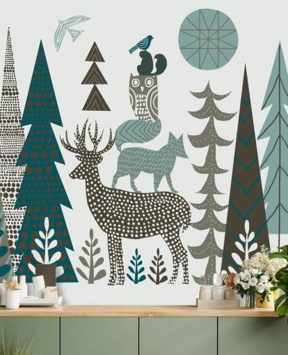 Abstrakt Fjell Wildlife Veggmaleri