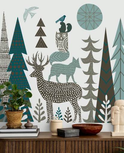 Decorazione murale astratta con fauna selvatica di montagna Decorazione murale astratta con fauna selvatica di montagna