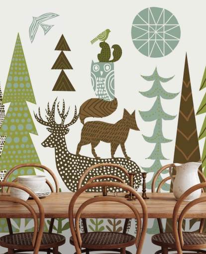 Abstract Mountain Wildlife US Wallpaper