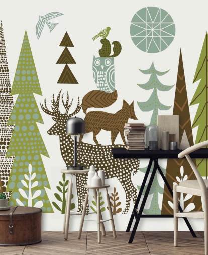 Abstract Mountain Wildlife US Wallpaper