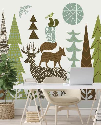 Abstract Mountain Wildlife US Wallpaper