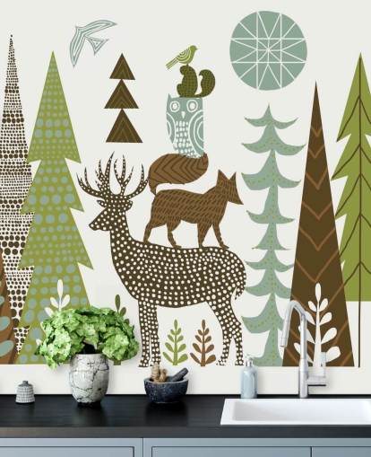 Abstract Mountain Wildlife US Wallpaper