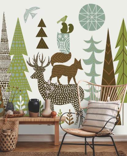 Abstract Mountain Wildlife US Wallpaper