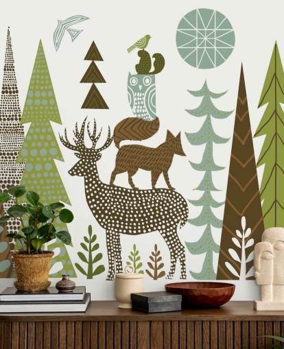 Abstract Mountain Wildlife US Wallpaper