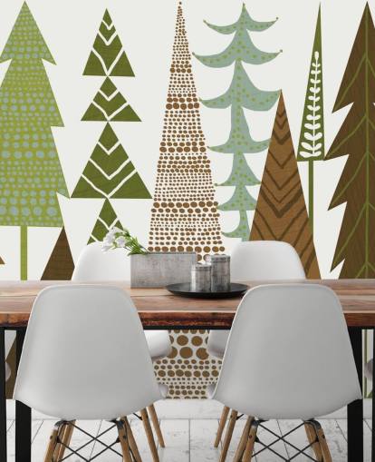 Green and Brown Abstract Forest Wallpaper