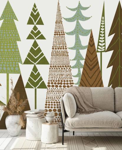 Green and Brown Abstract Forest Wallpaper