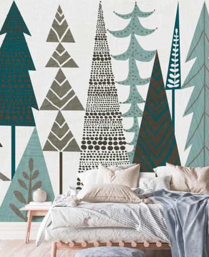 Decorazione murale con alberi folkloristici 