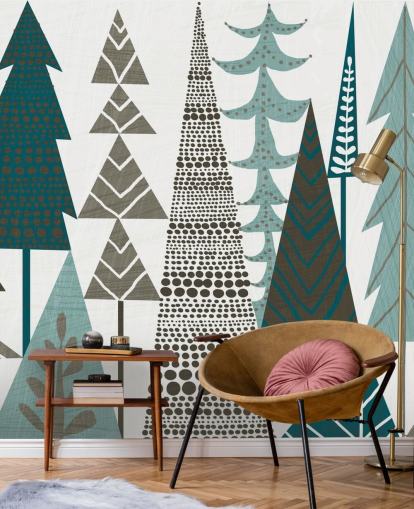 Decorazione murale con alberi folkloristici 