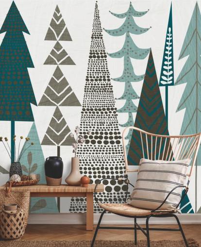 Decorazione murale con alberi folkloristici Decorazione murale con alberi folkloristici