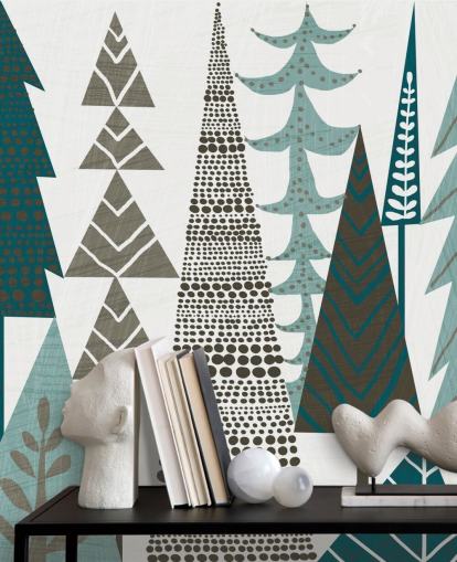 Mural de pared Árboles folclóricos forestales Mural de pared Árboles folclóricos forestales