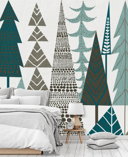 Decorazione murale con alberi folkloristici 