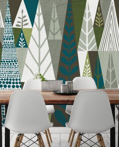 Carta da parati murale con alberi verdi