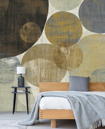 papier peint mural à motif personnalisé beige et marron appelé Circulation II par Michael Mullan pour les chambres et les salons