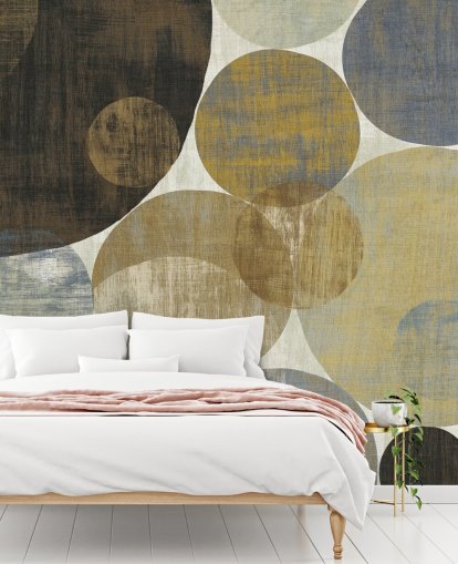 papier peint mural à motif personnalisé beige et marron appelé Circulation II par Michael Mullan pour les chambres et les salons