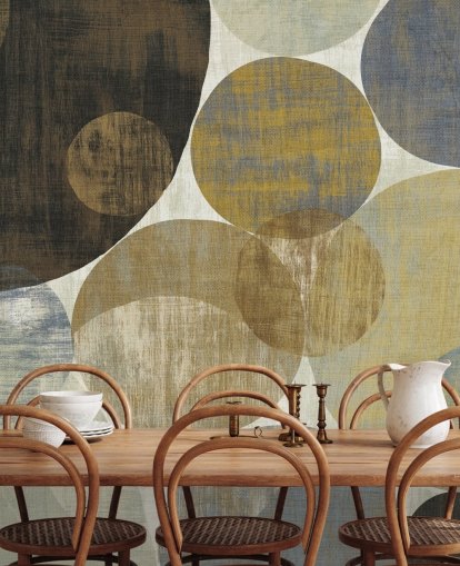 mural de papel pintado personalizado de color beige y marrón llamado Circulation II de Michael Mullan para dormitorios y salas de estar