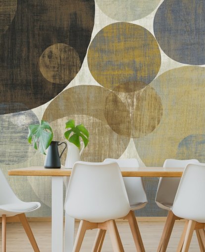 mural de papel pintado personalizado de color beige y marrón llamado Circulation II de Michael Mullan para dormitorios y salas de estar