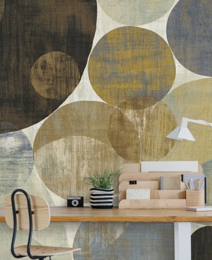 mural de papel pintado personalizado de color beige y marrón llamado Circulation II de Michael Mullan para dormitorios y salas de estar