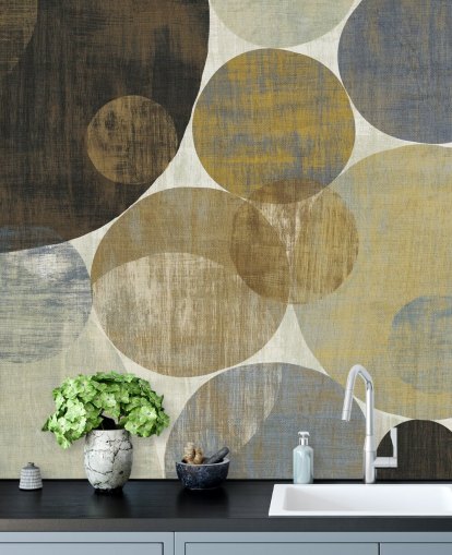 beige and brown custom pattern wallpaper mural called Circulation II by Michael Mullan for bedrooms and living rooms