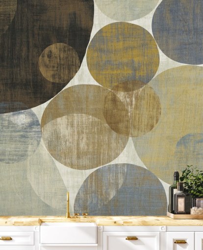 beige and brown custom pattern wallpaper mural called Circulation II by Michael Mullan for bedrooms and living rooms