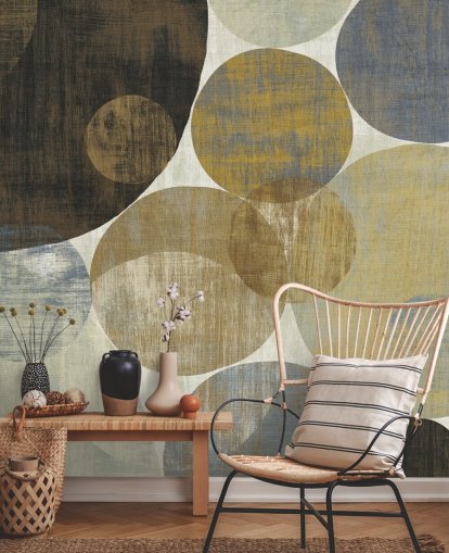 beige and brown custom pattern wallpaper mural called Circulation II by Michael Mullan for bedrooms and living rooms