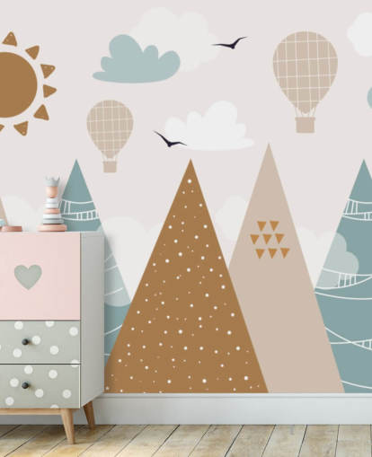 cute doodled mountains wallpaper mural in pastel colours cute doodled mountains wallpaper mural in pastel colours