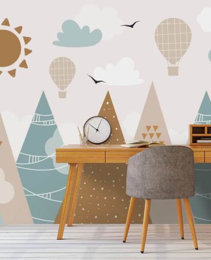 cute doodled mountains wallpaper mural in pastel colors cute doodled mountains wallpaper mural in pastel colors