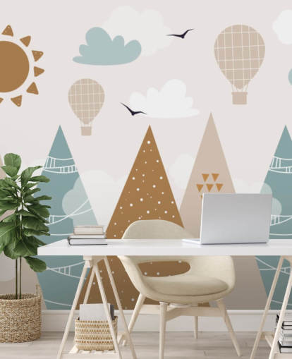cute doodled mountains wallpaper mural in pastel colors cute doodled mountains wallpaper mural in pastel colors