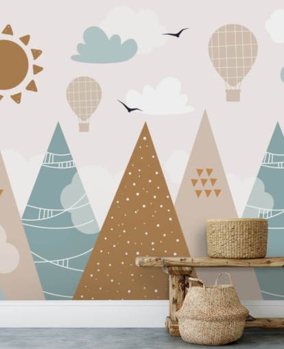 cute doodled mountains wallpaper mural in pastel colors cute doodled mountains wallpaper mural in pastel colors