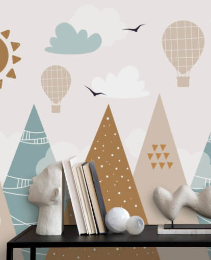 cute doodled mountains wallpaper mural in pastel colors cute doodled mountains wallpaper mural in pastel colors